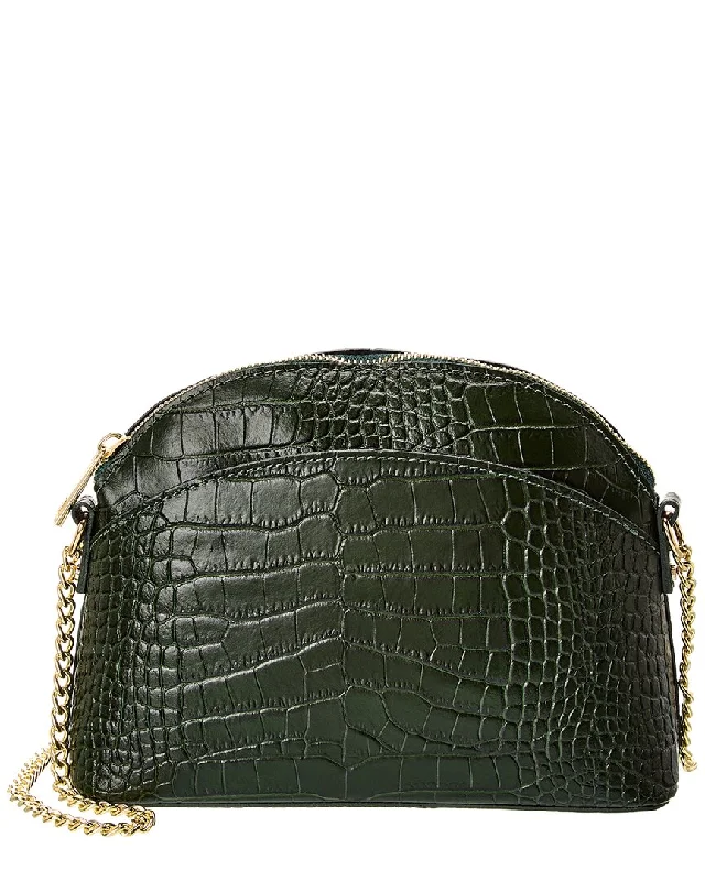 Italian Leather Croc-Embossed Crossbody