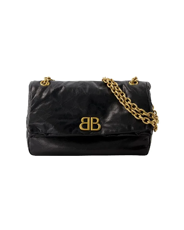 Monaco Hobo Bag S - Balenciaga - Leather - Black