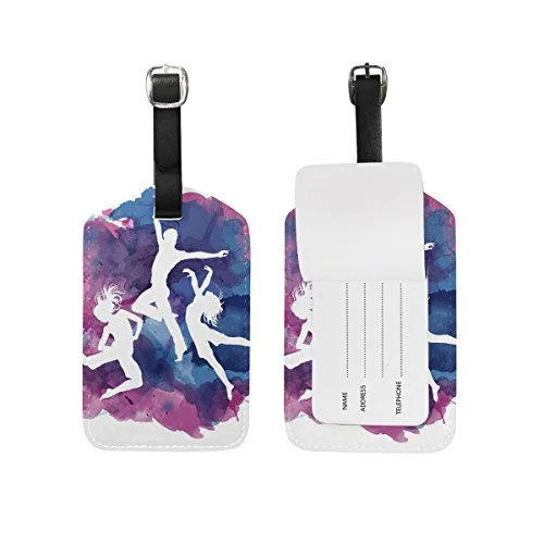 Dance Art Travel Leather Luggage Baggage Suitcases Tags Label Set of 2