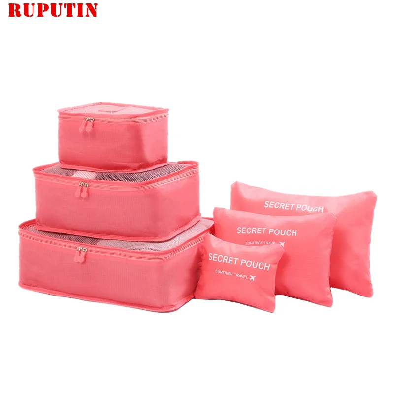 RUPUTIN New 6PCS/Set High Quality Oxford Cloth Ms Travel Mesh Bag In Bag Luggage Organizer