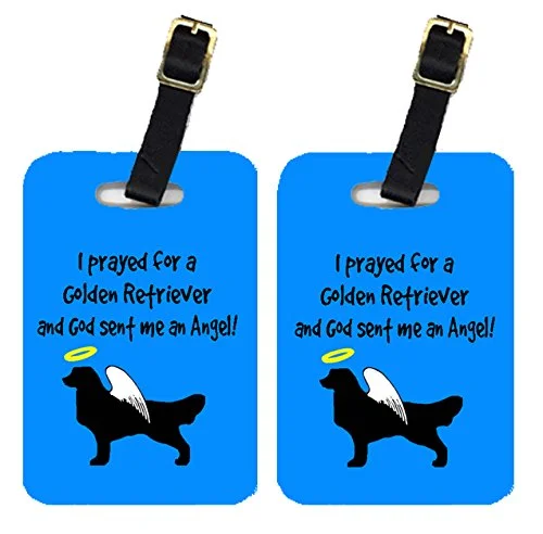 Caroline's Treasures AN1033BT Pair of 2 Golden Retriever Luggage Tags, Large, multicolor