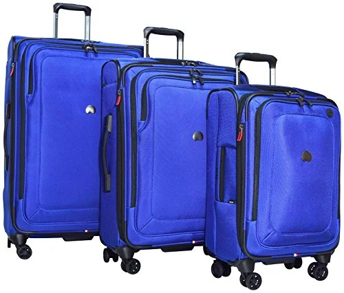 Delsey Luggage Cruise Lite Softside 3 Piece Set (21"/25"/29") Spinner Suitcase (Blue)