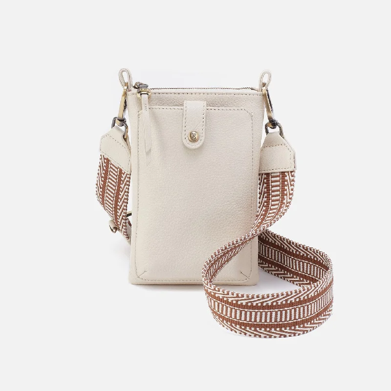 Cass Phone Crossbody In Pebbled Leather - Ivory