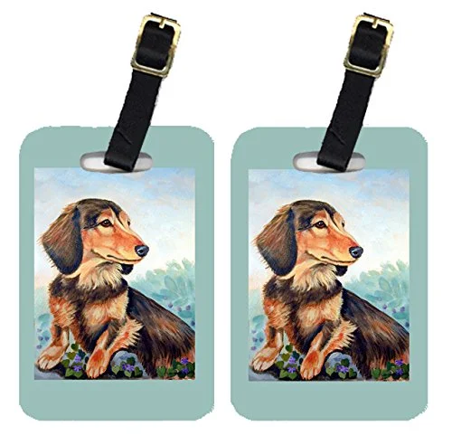 Caroline'S Treasures 7023Bt Pair Of 2 Dachshund Chocolate And Tan Long Haired Luggage Tags,